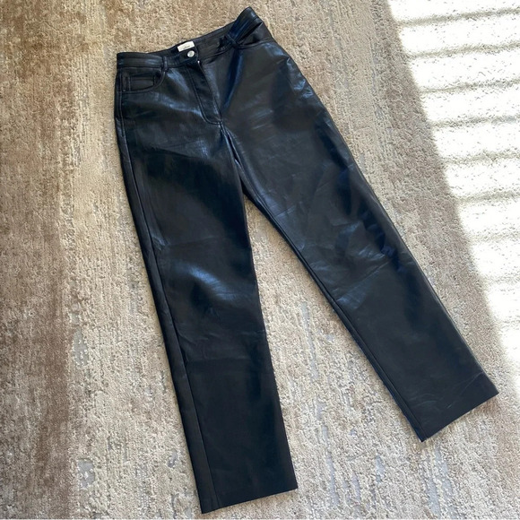 Aritzia Wilfred Black Vegan Faux Leather Pants The Melina High Waist: 8 - Picture 2 of 11